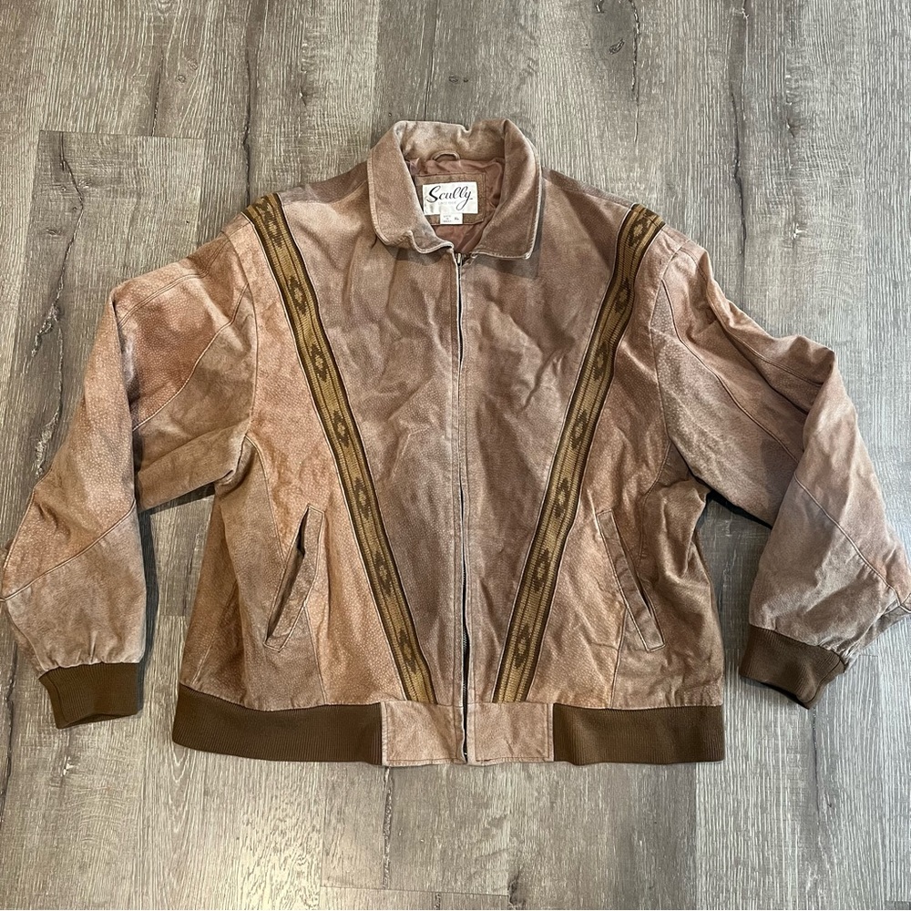 Scully Leather Mens Western Boar Suede Rodeo Jacket Cafe color Size XL